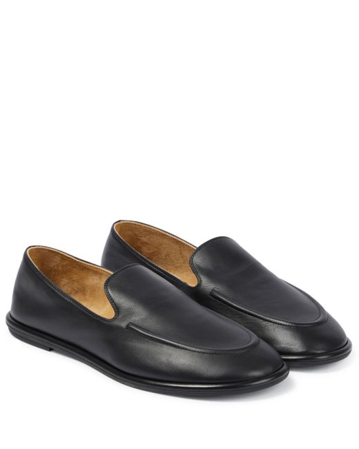 The Row Black Canal Leather Loafers