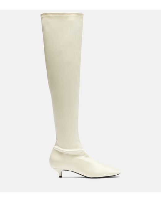 Totême White Satin Knee-High Boots