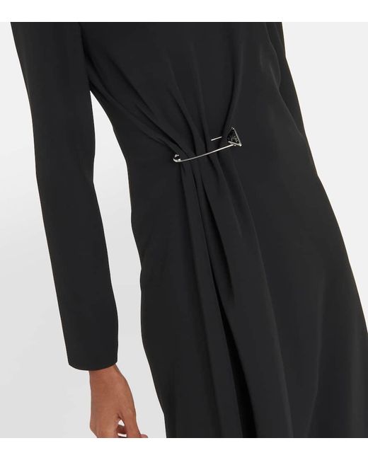 Prada Black Embellished Crepe Midi Dress