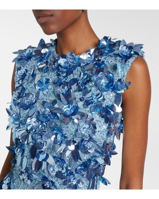 Rachel Gilbert Blue Hugo Sequined Gown