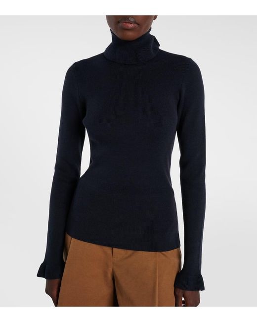 Chloé Blue Rollkragenpullover Aus Baumwolle Und Wolle