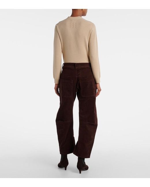 Nili Lotan Red Shon Mid-Rise Barrel-Leg Pants