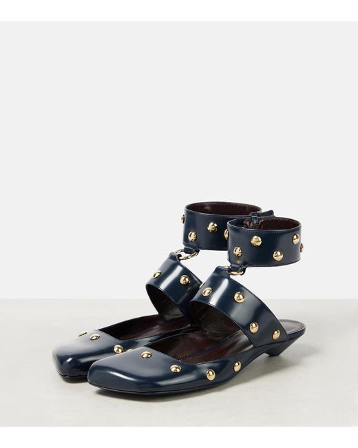 Chloé Blue Verzierte Mules Jade Aus Leder