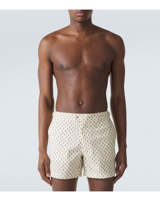 Tom Ford White Paisley Swim Trunks for men