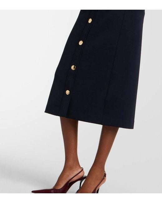 Max Mara Blue Cotton-Blend Midi Skirt