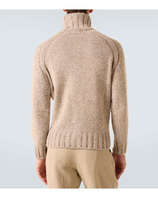 Zegna Natural Cashmere And Wool Turtleneck Sweater for men