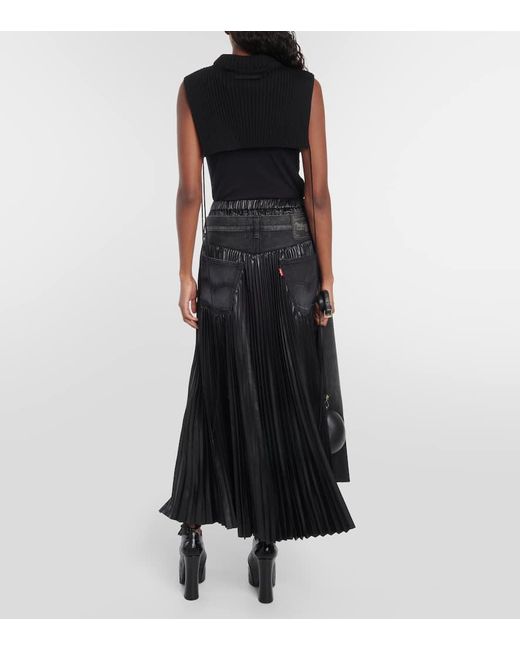 X Levi's Falda Midi En Denim A Capas Junya Watanabe de color Black