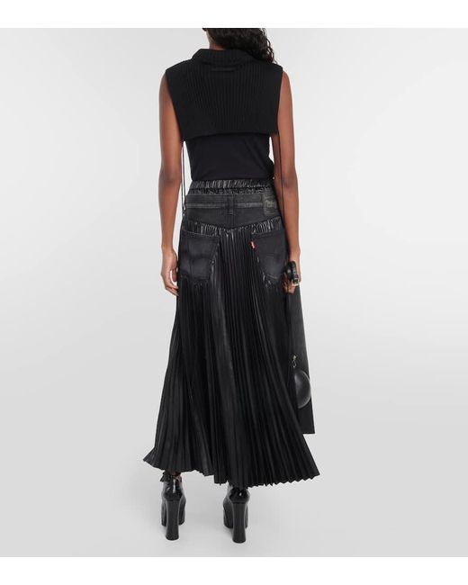 X Levi's® falda midi en denim a capas Junya Watanabe de color Black