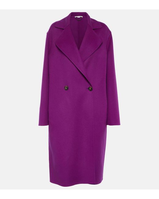 Stella McCartney Purple Double-breasted Wool Coat