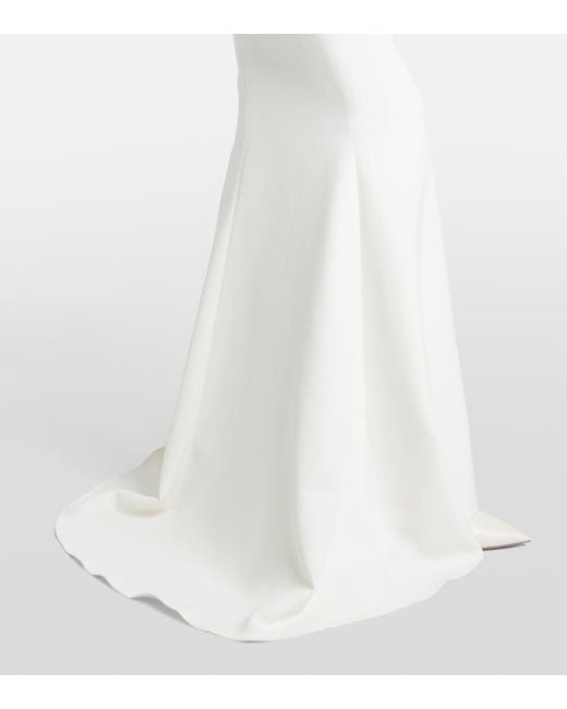 Safiyaa White Millie Draped Crepe Gown