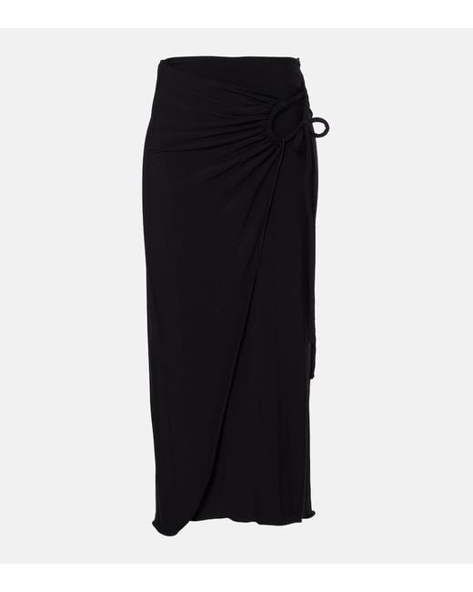 Max Mara Black Jersey Wrap Skirt