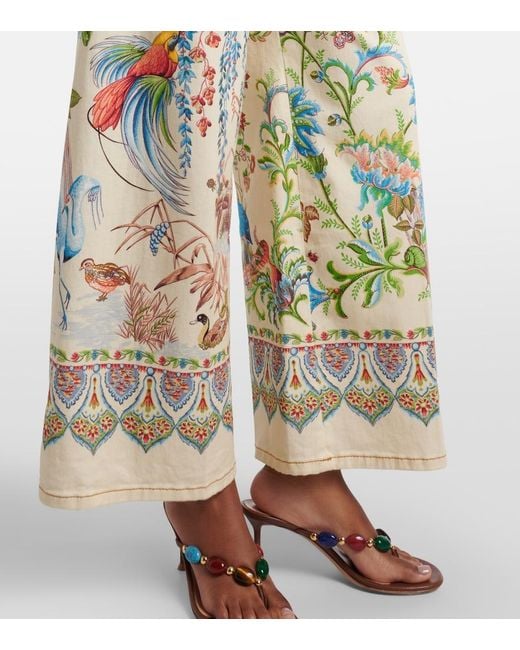 Etro White Belted Printed Wide-Leg Jeans