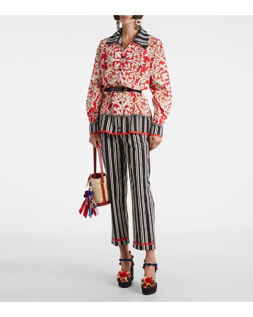 Pantalones Rectos De Algodon A Rayas Dolce & Gabbana de color Black
