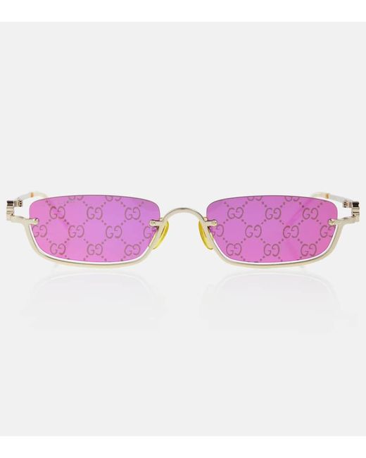 Gucci Pink Eckige Sonnenbrille GG