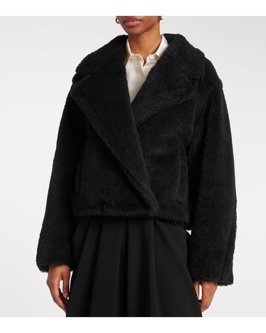 Max Mara Black Oggeri Alpaca, Wool, And Silk Teddy Coat