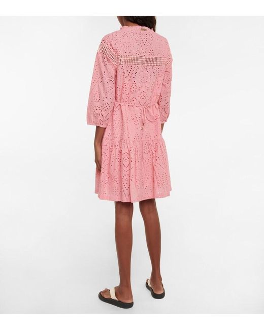 Heidi Klein Pink Cherry Blossom Broderie Anglaise Cotton Mini Dress