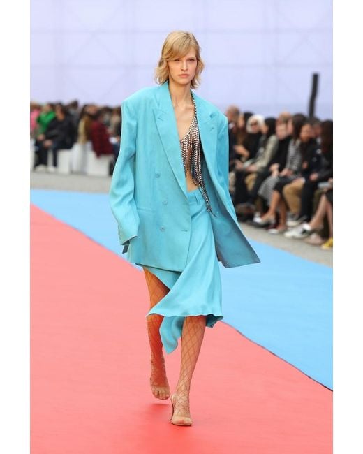 Stella McCartney Blue Asymmetric Twill Miniskirt