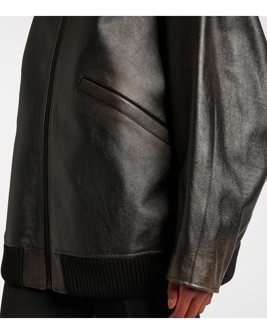 The Row Black Kengia Leather Jacket