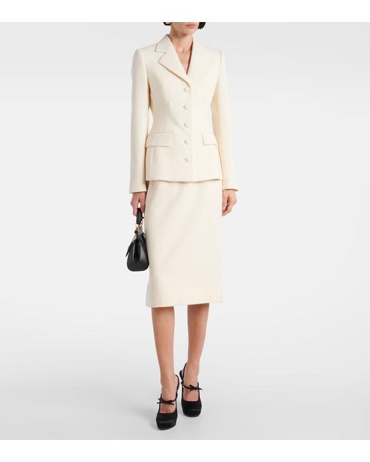 Dolce & Gabbana White Virgin Wool Pencil Skirt