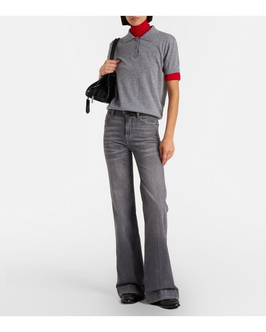 7 For All Mankind Gray Modern Dojo High-Rise Flared Jeans