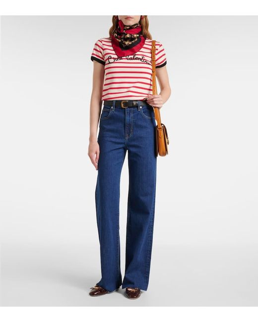 Jeans Grace A Gamba Larga E Vita Alta di SLVRLAKE Denim in Blue