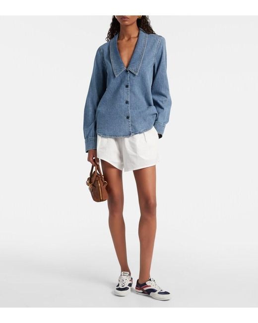 FRAME Blue Low Collar Denim Shirt