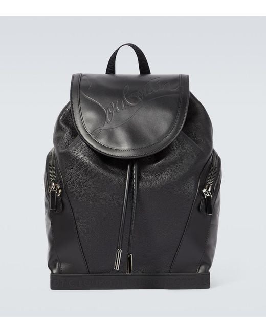 Christian Louboutin Black Explorafunk Logo Leather Backpack for men