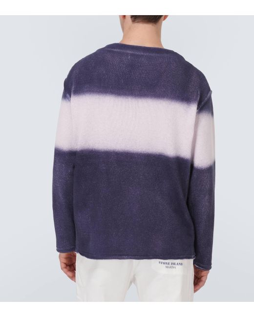 Stone Island Blue Marina Intarsia Cotton Sweater for men