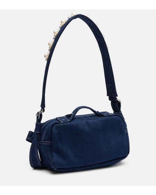 Simone Rocha Blue Verzierte Schultertasche Aus Denim