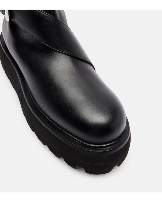 McQueen Black Sofa Buckle Leather Knee-High Boots