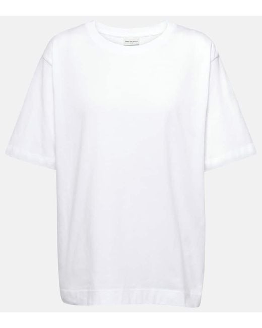 Dries Van Noten White T-Shirt aus Baumwoll-Jersey