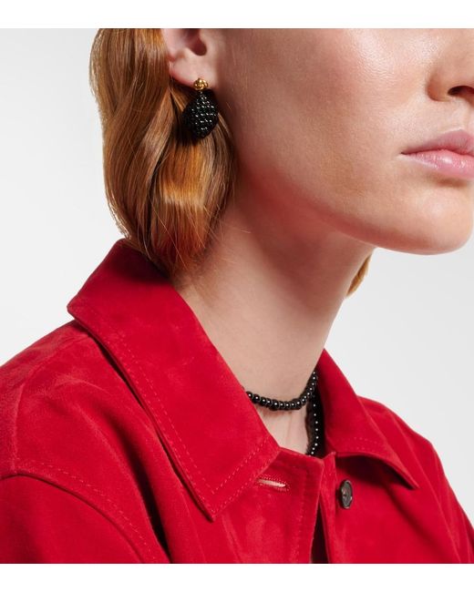 Totême Black Rope-Plated Enamel Drop Earrings
