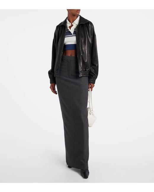 Acne Black High-Rise Wool-Blend Maxi Skirt