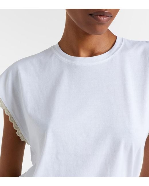 FRAME White The Crochet Cotton Jersey T-Shirt