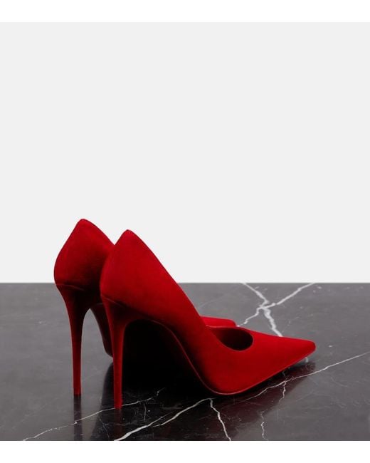 Christian Louboutin Red Kate Max 100 Suede Pumps