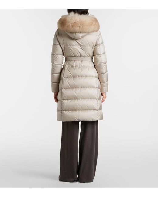 Moncler Natural Boedic Shearling-Trimmed Down Coat