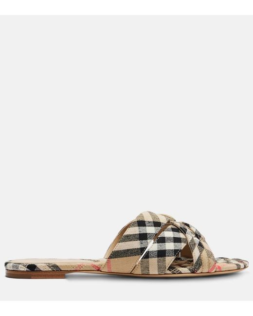Burberry Brown Check Slides