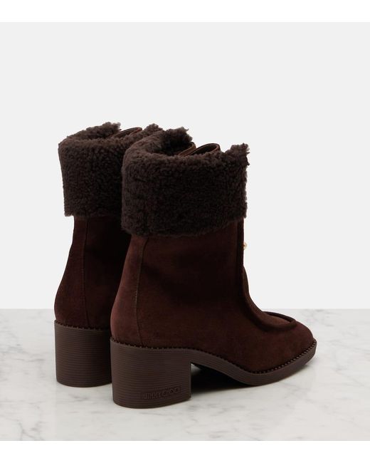 Jimmy Choo Brown Ankle Boots Hali Aus Veloursleder