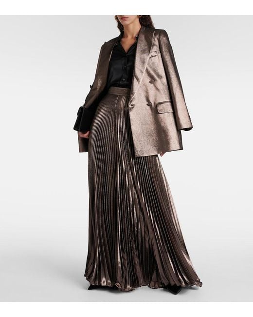 Max Mara Brown Edro Silk-Blend Lame Blazer