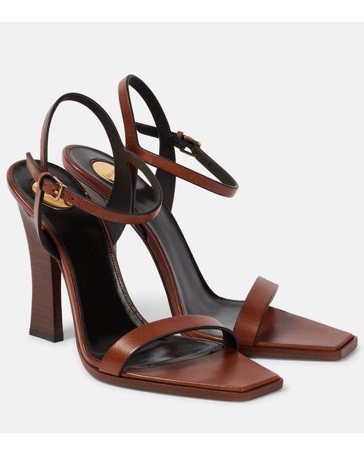 Saint Laurent Brown Leather Susan Sandals 110
