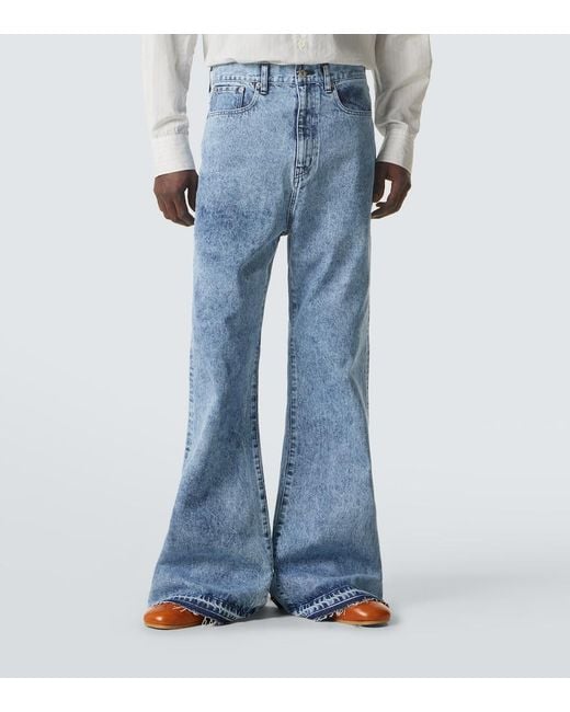 Junya Watanabe Blue High-Rise Flared Jeans for men