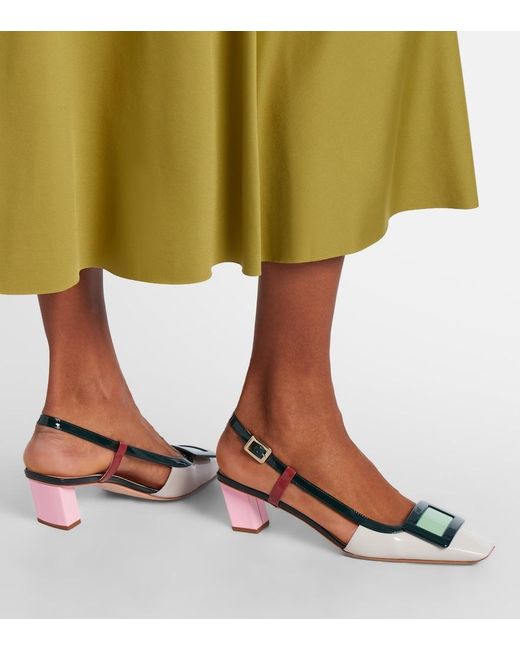 Roger Vivier Metallic Belle Vivier 45 Leather Slingback Pumps