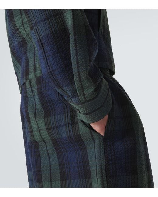 J.W. Anderson Blue Checked Cotton Seersucker Blouson Jacket for men