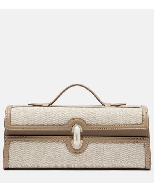SAVETTE Natural Slim Symmetry Leather-Trimmed Tote Bag