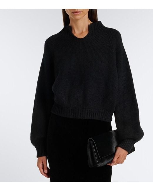 Khaite Black Cropped Cashmere Sweater