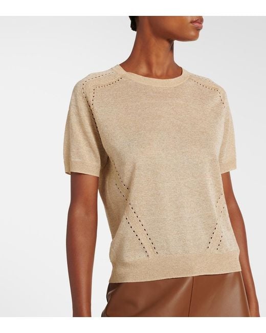 Joseph Natural Lille Knitted Lame Top