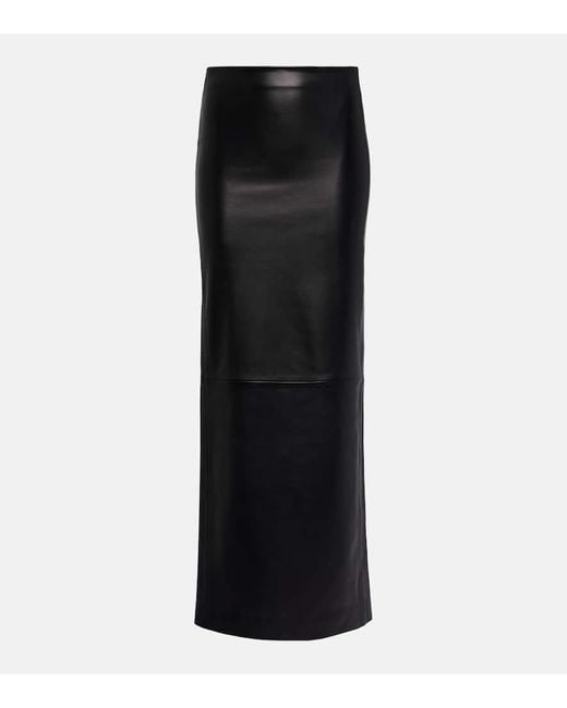 Monot Black Low-rise Leather Maxi Skirt