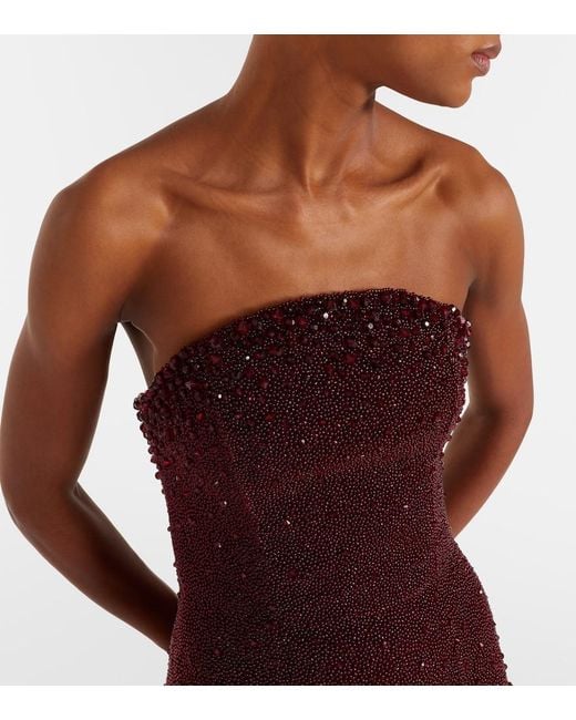 Clio Peppiatt Purple Tina Embellished Strapless Gown