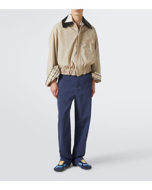 Bottega Veneta Blue Orbit Flash Suede-Trimmed Sneakers for men