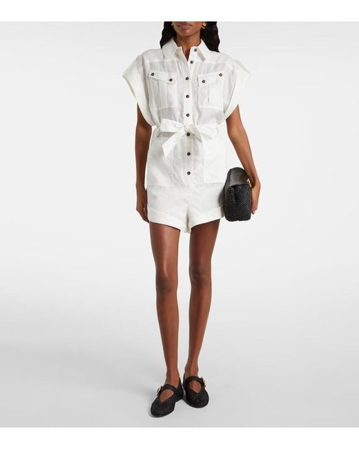 Zimmermann White Linen Playsuit
